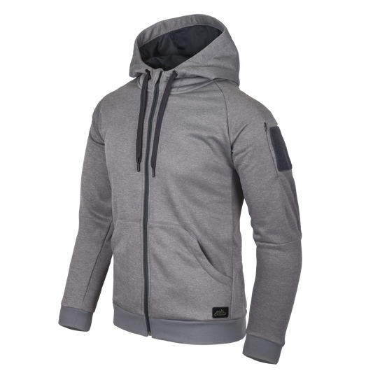 Bluză cu Glugă Helikon-Tex URBAN TACTICAL HOODIE FullZip Melange Grey Panouri Velcro