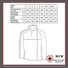 Bluză cu mânecă lungă Troyer Microfleece Oliv MFH - 200g/m², 100% Poliester
