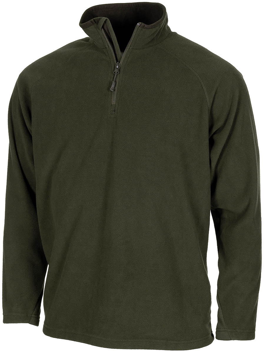 Bluză cu mânecă lungă Troyer Microfleece Oliv MFH - 200g/m², 100% Poliester
