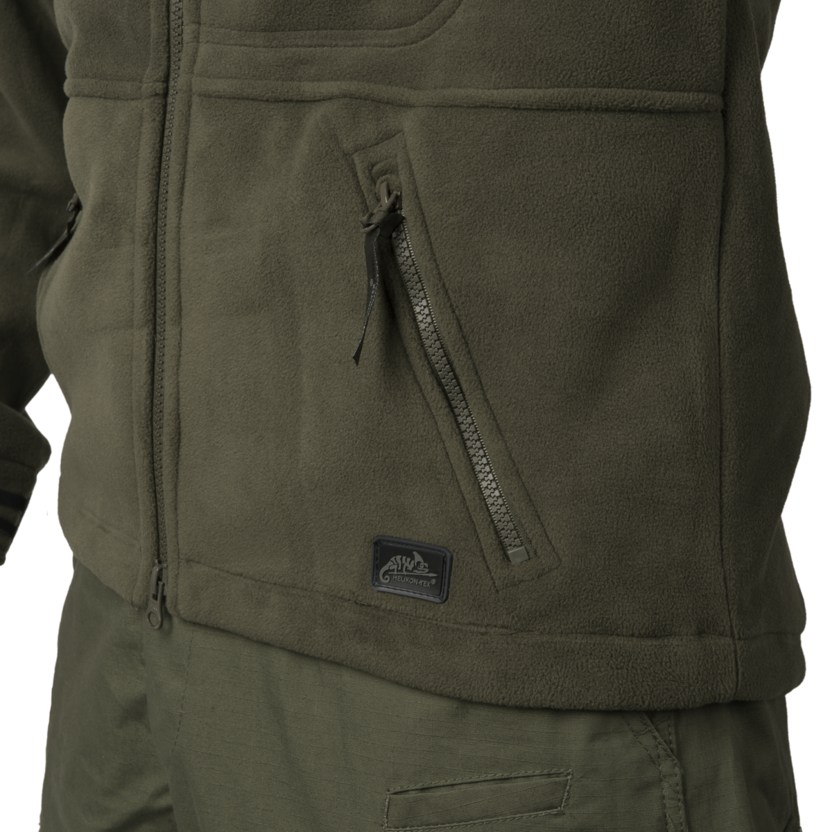 Bluza Fleece Helikon-Tex Olive Green cu Patru Buzunare