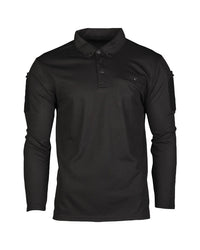 Bluză Polo Tactică Mil-Tec Quick Dry cu Mânecă Lungă – Poliester, Neagră