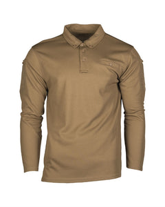Bluză Polo Tactică Mil-Tec QuickDry – Mânecă Lungă, Dark Coyote