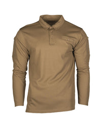 Bluză Polo Tactică Mil-Tec QuickDry – Mânecă Lungă, Dark Coyote