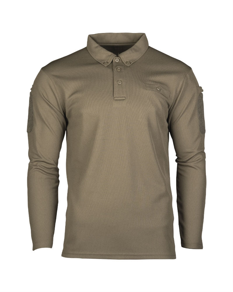 Bluză Polo Tactică Mil-Tec QuickDry – Mânecă Lungă, Oliv