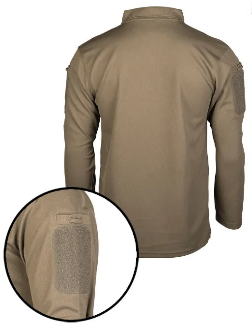 Bluză Polo Tactică Mil-Tec QuickDry – vedere din spate și detaliu buzunar pe mânecă