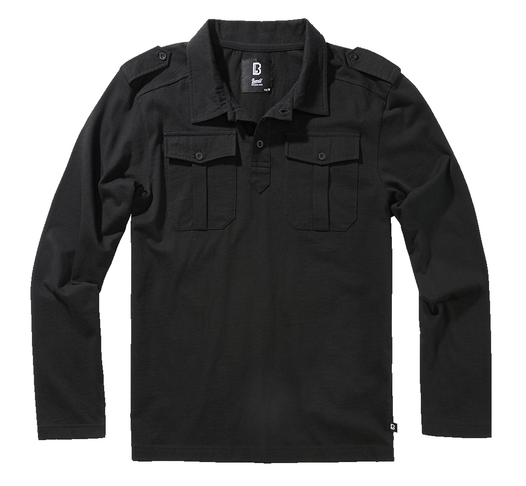 Bluza Polo Willis Long Sleeve Negru Brandit - Confort Tactic Zilnic