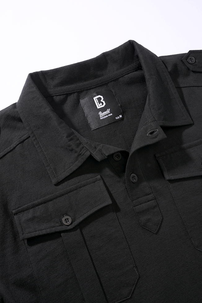 Bluza Polo Willis Long Sleeve Negru Brandit - Confort Tactic Zilnic