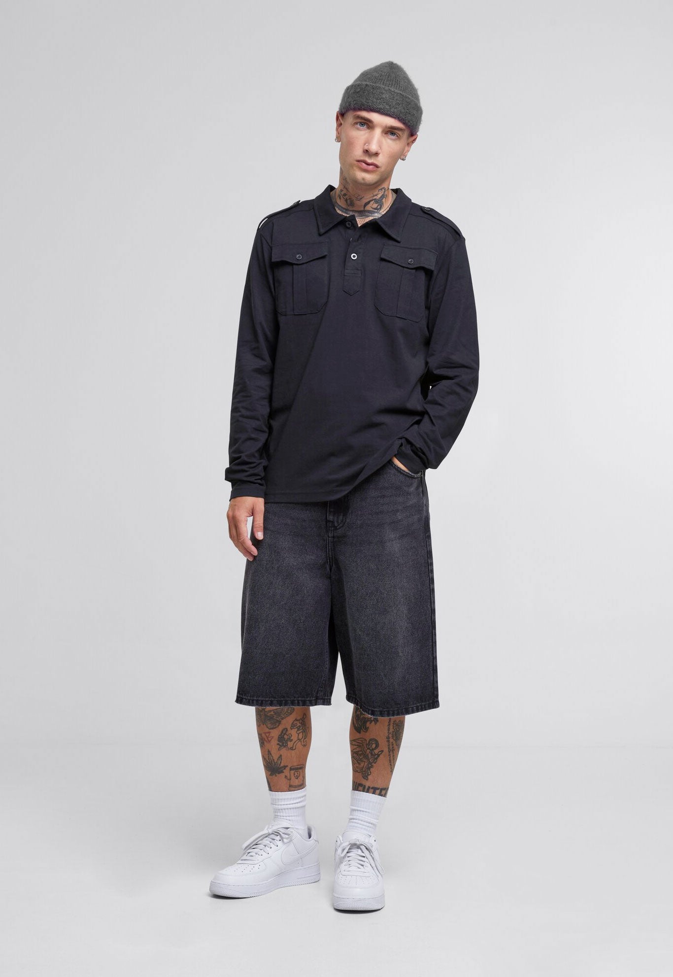 Bluza Polo Willis Long Sleeve Negru Brandit - Confort Tactic Zilnic