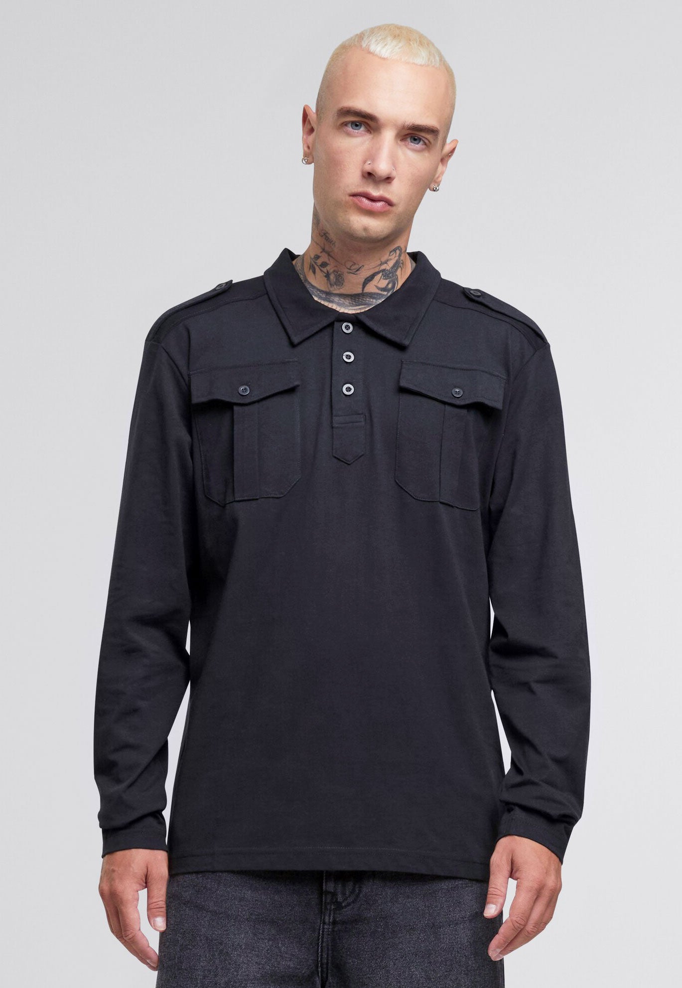 Bluza Polo Willis Long Sleeve Negru Brandit - Confort Tactic Zilnic