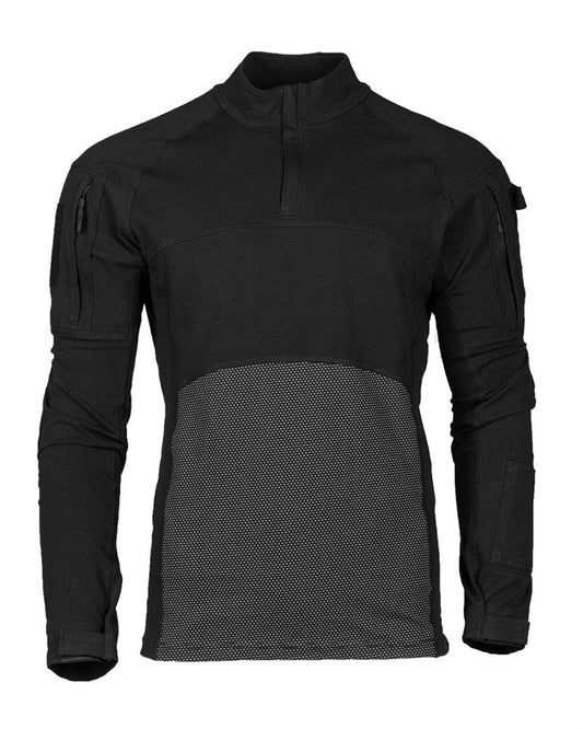 Bluză Tactică Mil-Tec Assault – Bumbac Elastic, Coate Întărite, Neagră