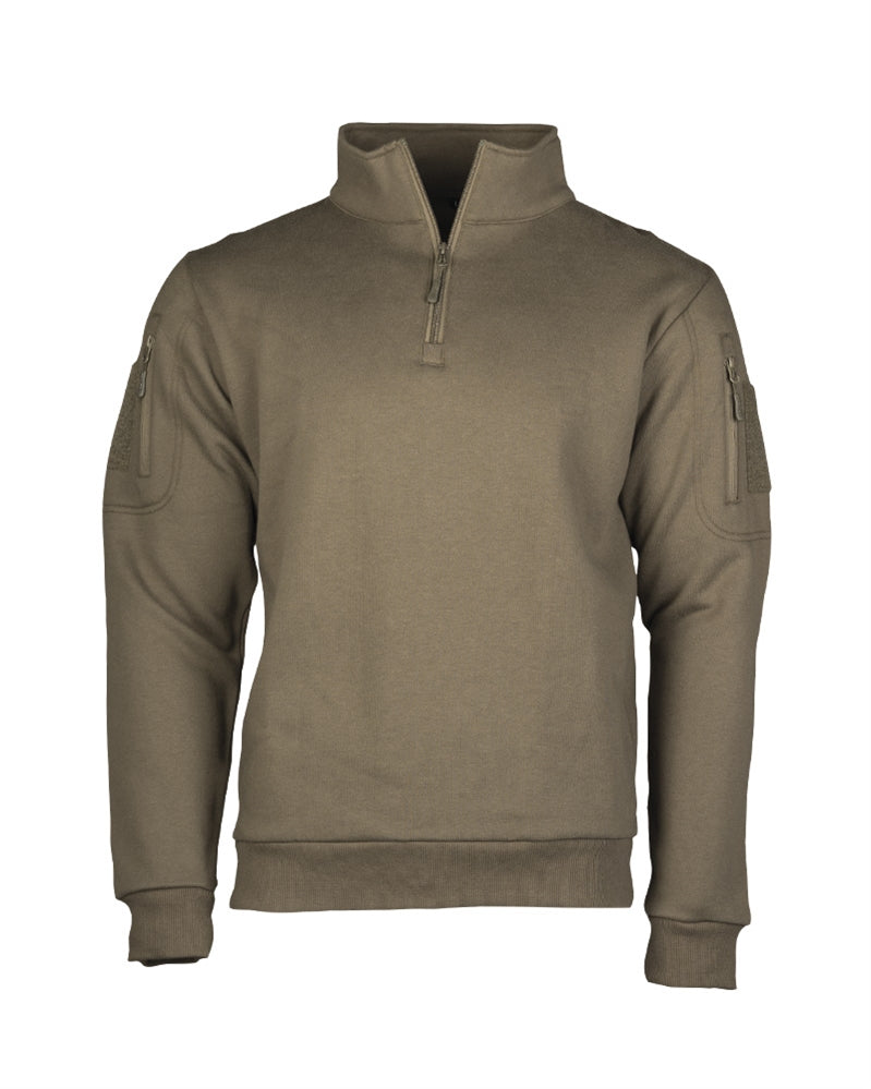 Bluză Tactică Mil-Tec cu Fermoar la Gât – 60% Bumbac, Velcro, Ranger Green