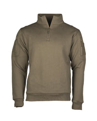 Bluză Tactică Mil-Tec cu Fermoar la Gât – 60% Bumbac, Velcro, Ranger Green