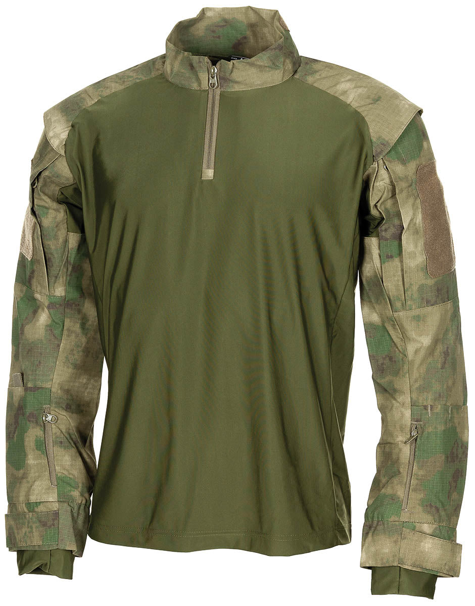 Bluză Tactică US HDT-camo FG MFHProfessional - Guler fermoar, Buzunare cot