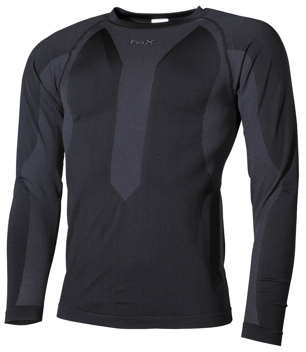 Bluză Termică Thermo-Funktions Langarm Negru FoxOutdoor - Extra Călduroasă, 4-Way Stretch