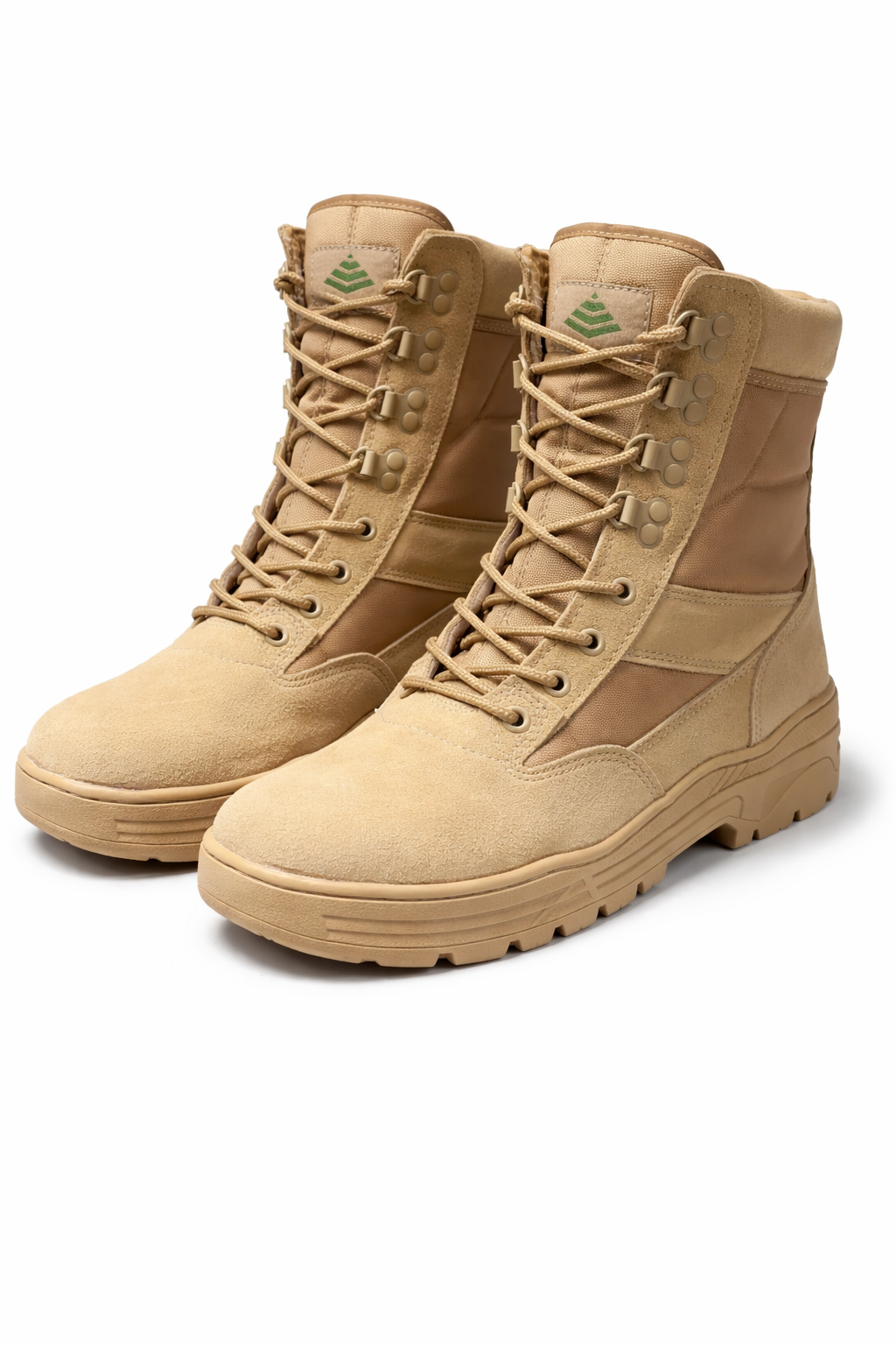 bocanci militari cu talpa cusuta bej-top