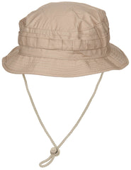 Boonie Hat Britanic SF Rip Stop Khaki MFH - Chin Strap, 65% Poliester