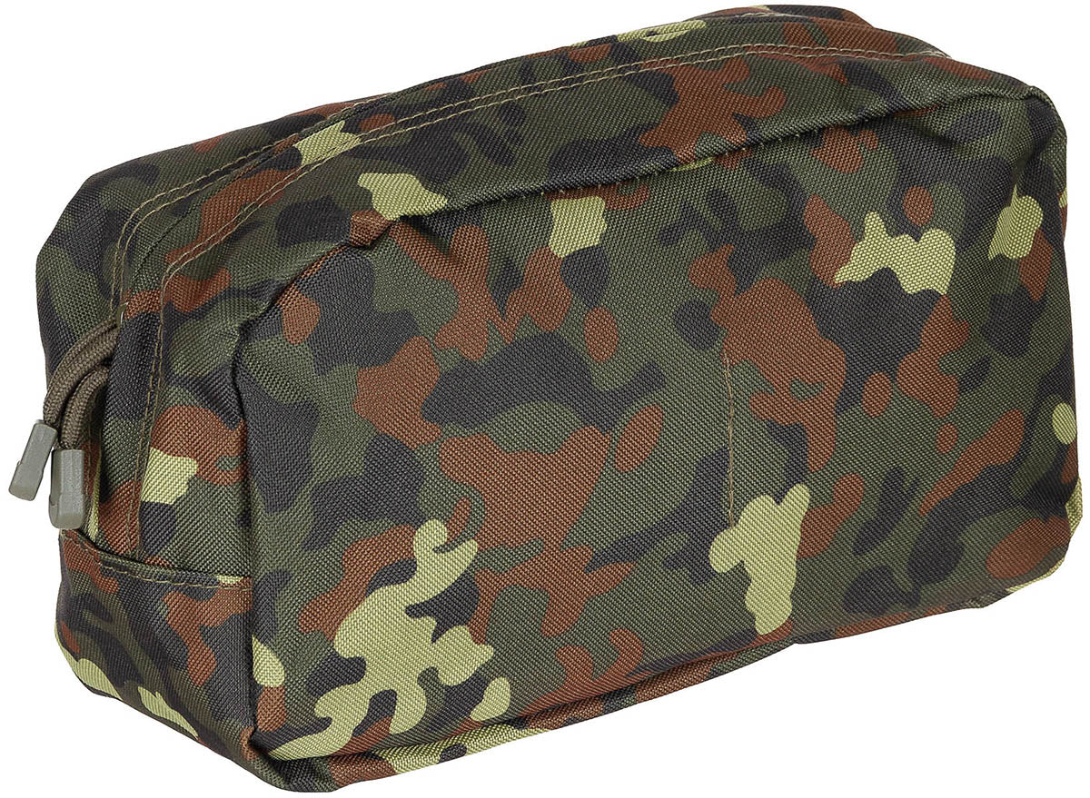 Borsetă MOLLE Multifuncțională Flecktarn MFH - Fermoar bidirecțional, Sistem MOLLE