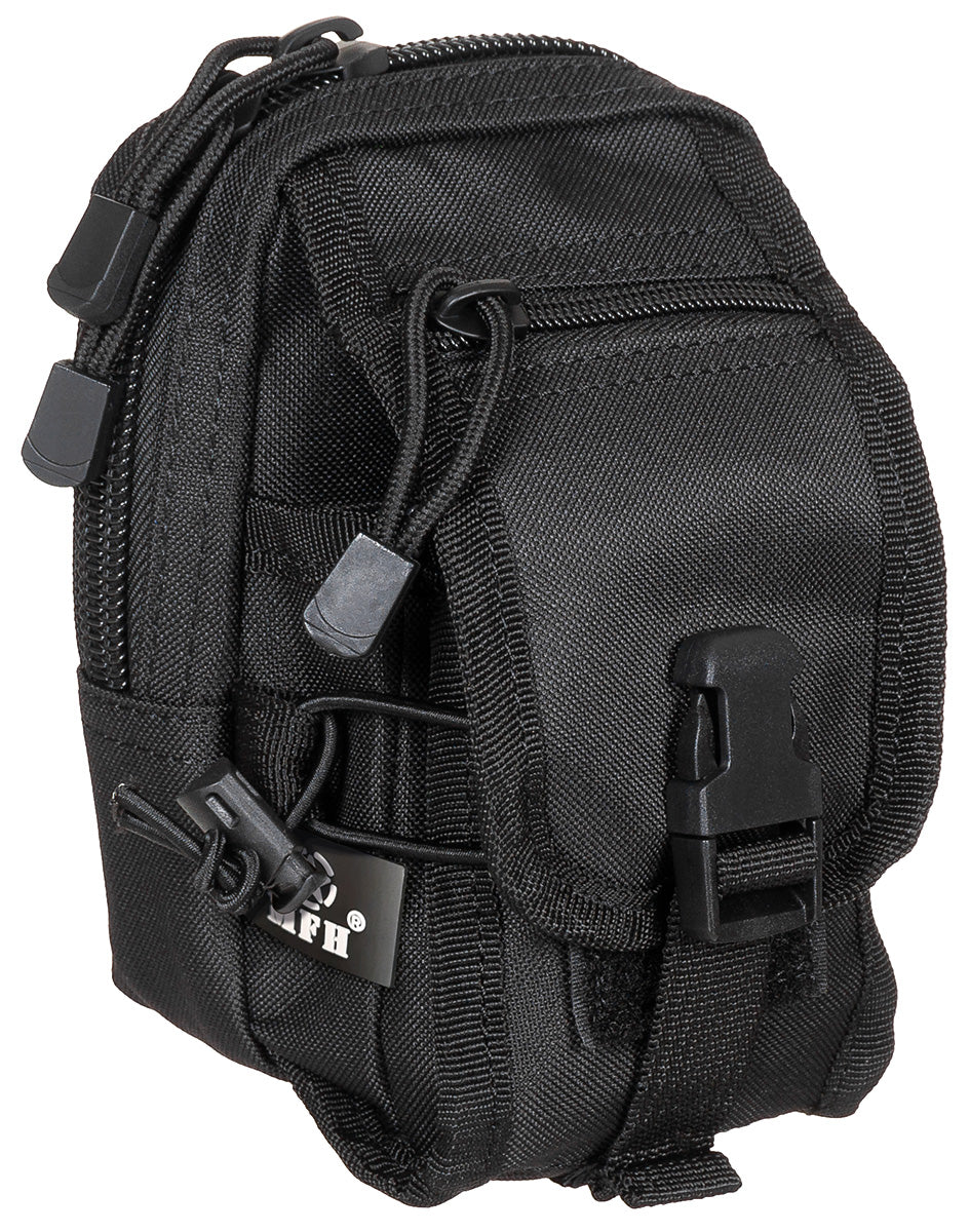 Borsetă MOLLE Multifuncțională Negru MFH - Fermoar 2 căi, Fixare MOLLE