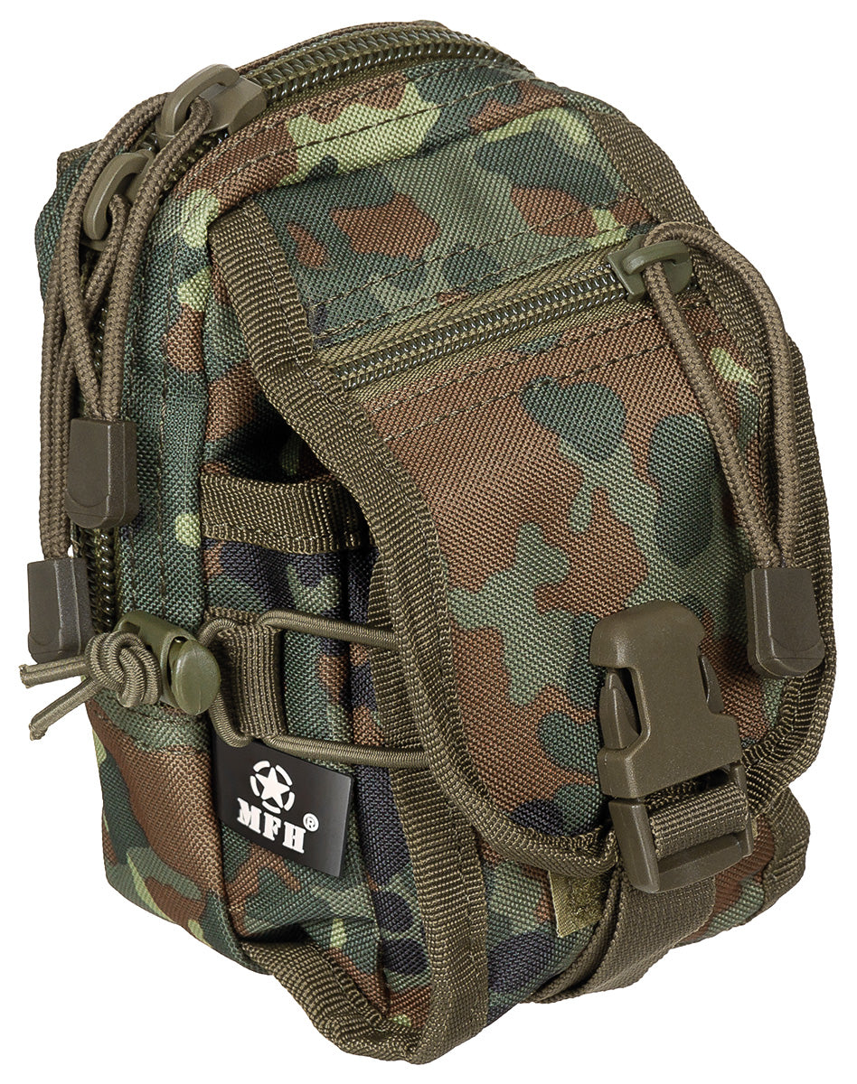 Borsetă Multifuncțională MOLLE Flecktarn MFH - Fermoar Bidirecțional, Sistem MOLLE