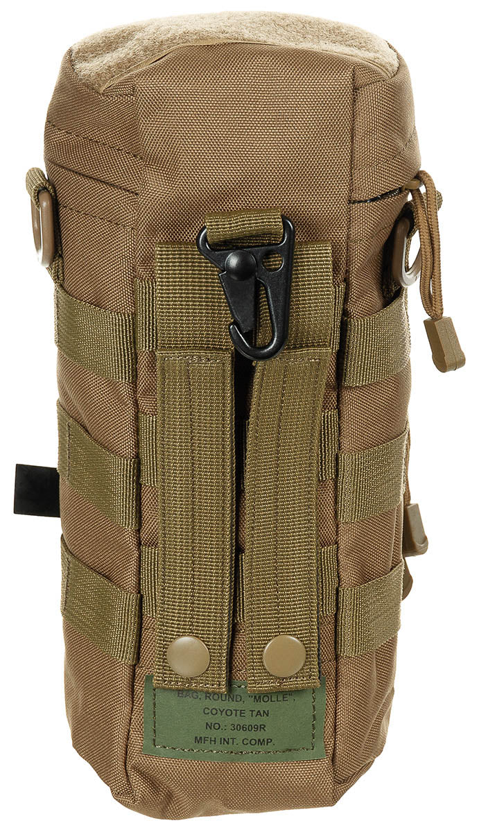 Borsetă Rotundă "MOLLE" Coyote Tan MFH - Bucle MOLLE, Carabinieră