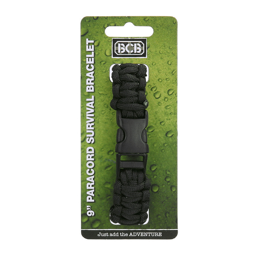 Brățară Paracord BCB 9 inch Negru - Esențială pentru Supraviețuire
