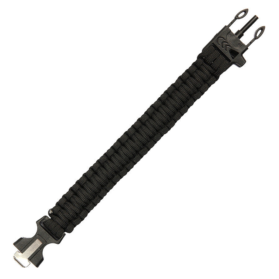 Brățară Paracord Fire Starter + Whistle JYFPB05 Negru - Esențială pentru Supraviețuire