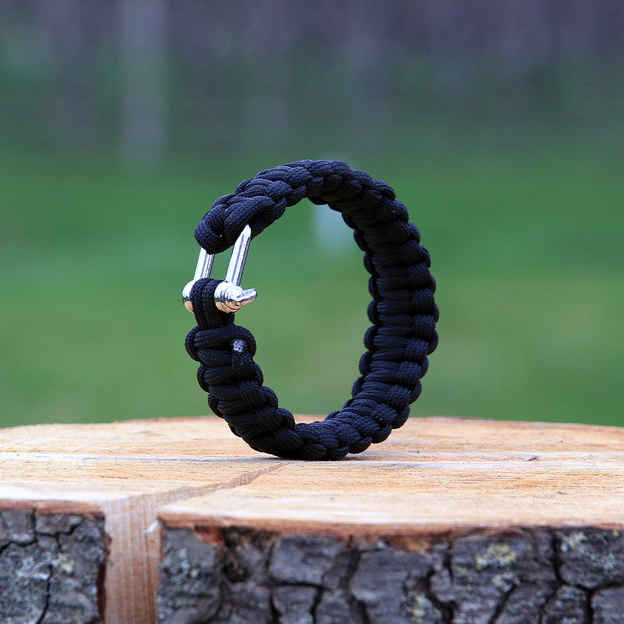 Brățară Paracord iron buckle 9 inch Negru BCB - Esențial în Urgențe