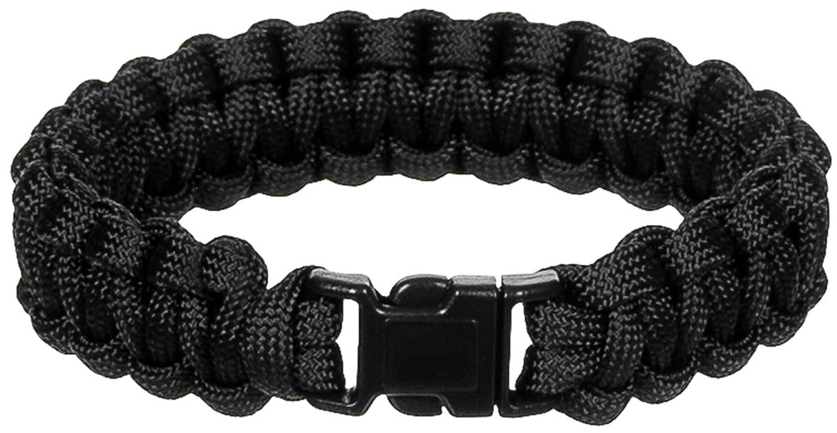 Bratara Paracord Negru MFH - 100% Poliester, Cataramă Plastic