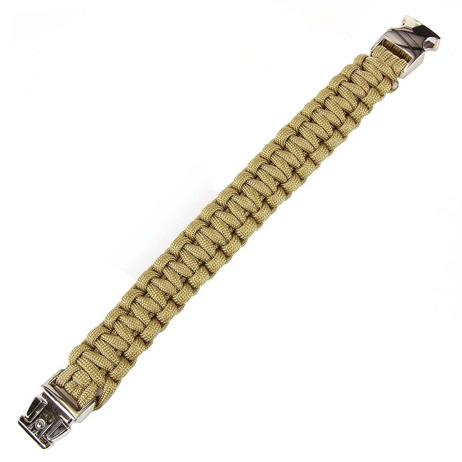 Brățară Paracord Silver Buckle Coyote - Instrument Esențial de Supraviețuire