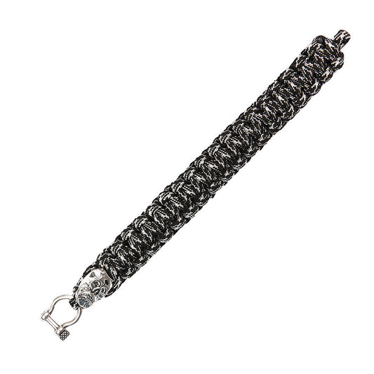 Brățară Paracord Skull Beard Zilver/Chrome - Versatilitate și Stil Tactic