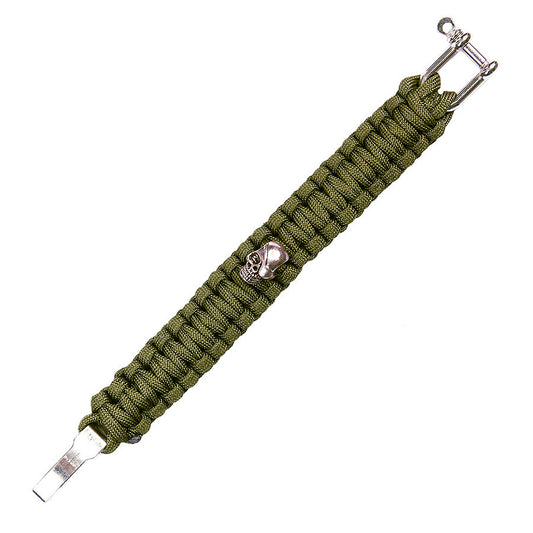 Brățară Paracord Skull Iron Buckle Verde - Multifuncționalitate Tactică Esențială