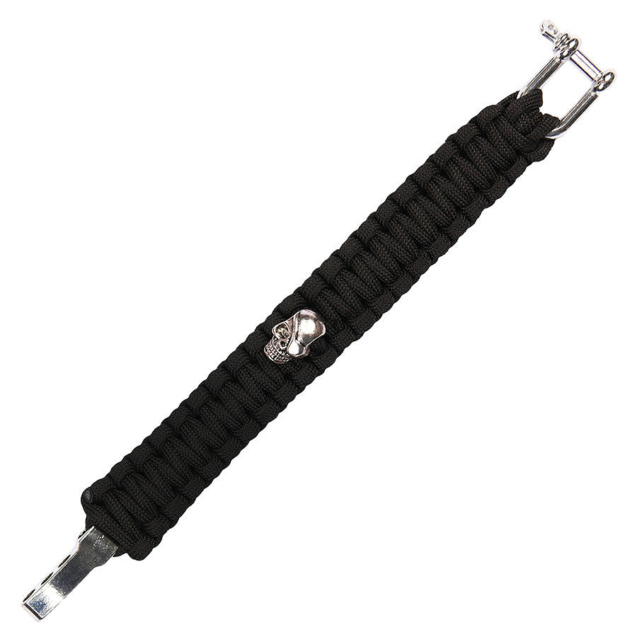 Brățară Paracord Skull Negru JYFPB10 - Unelte de Supraviețuire Esențială