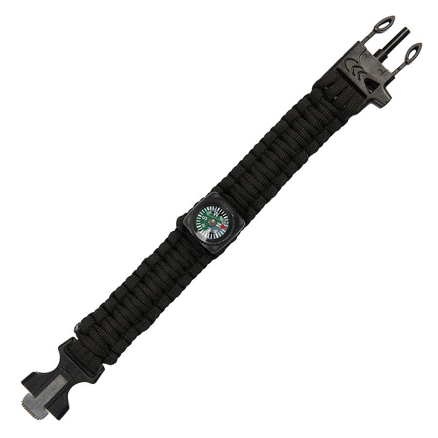 Brățară Paracord Survival Kompas 9 inch JYFPB03 Negru - Echipament Esențial Supraviețuire