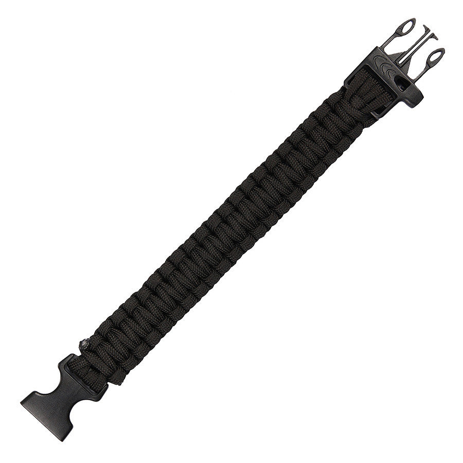 Brățară Paracord Whistle Buckle 9 inch Negru - Kit Supraviețuire Instant