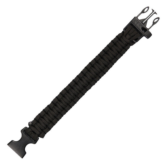Brățară Paracord Whistle Buckle 9 inch Negru - Kit Supraviețuire Instant