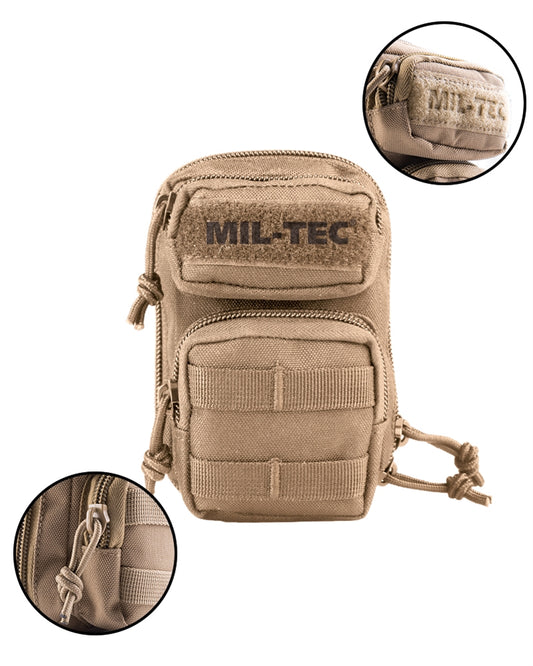 Breloc Mini Rucsac Mil-Tec Assault – 3 Buzunare cu Fermoar, Coyote