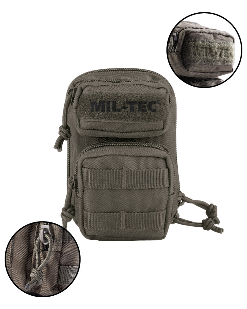 Breloc Mini Rucsac Mil-Tec Assault – 3 Buzunare cu Fermoar, Oliv