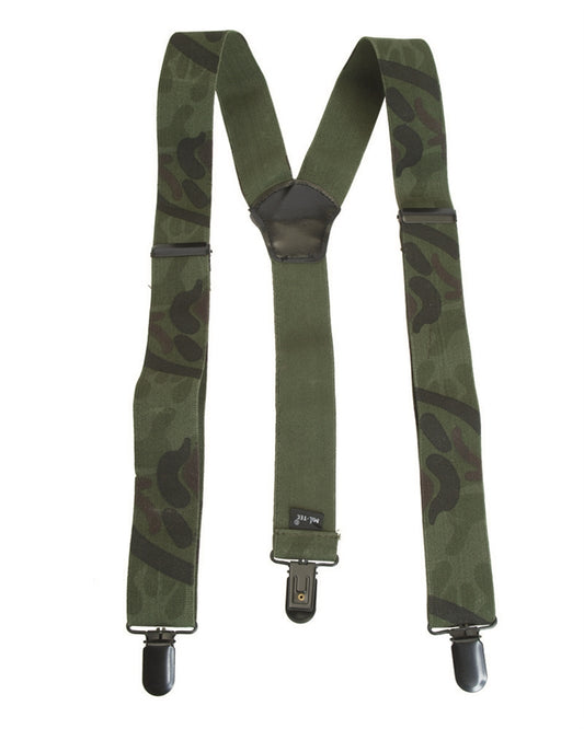 Bretele Elastice Mil-Tec cu Cleme Metalice – Reglabile până la 120 cm, Woodland