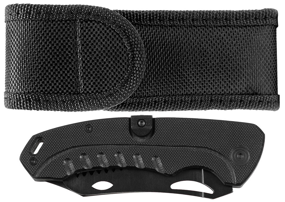 Briceag 2 in 1 Negru FoxOutdoor - Lame 3Cr13MoV, Mâner G10