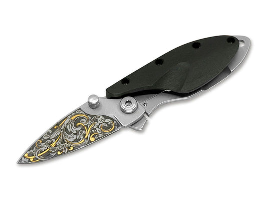 Briceag 550 KT Onefold Gold Knife Maserin- Ornamente Aurite, Maner Abanos