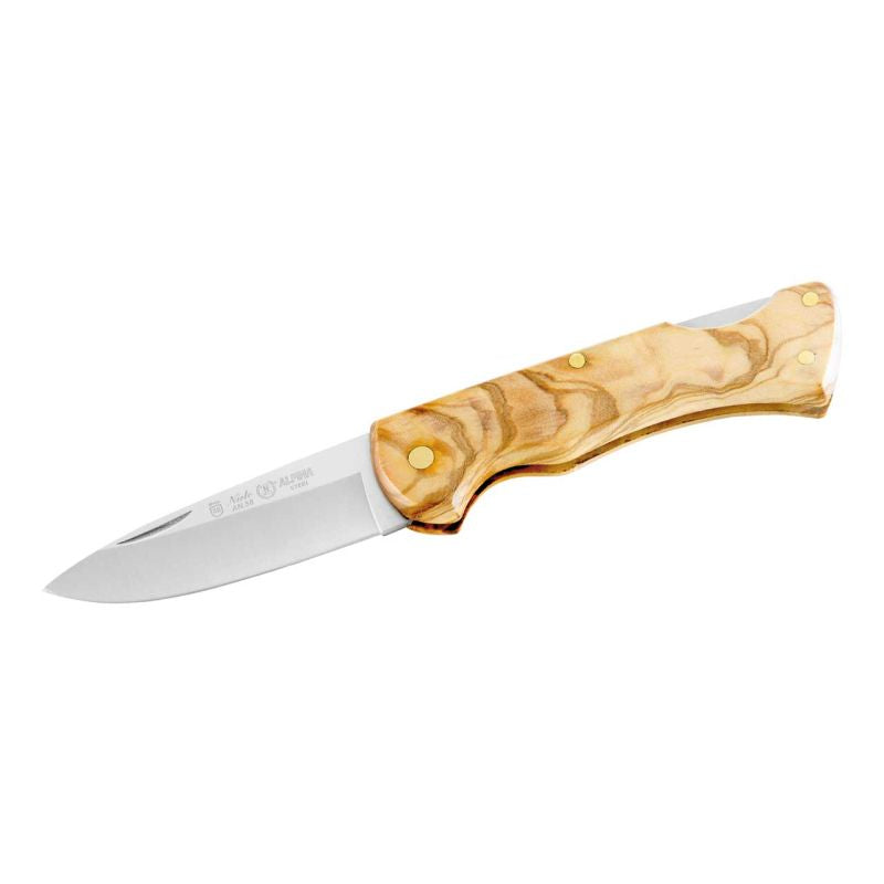 Briceag Alpina 043 Nieto - Oțel AN.58, Mâner din Lemn de Măslin, Backlock