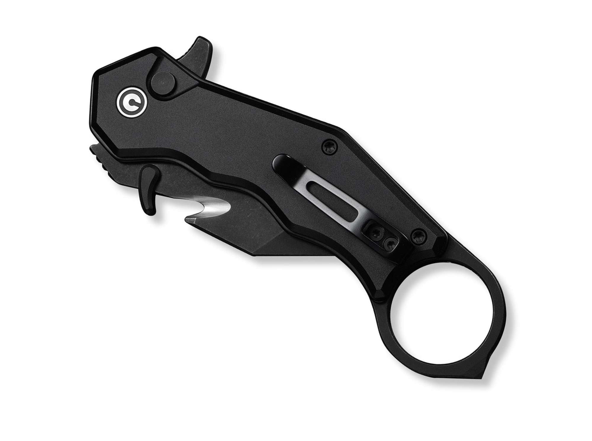 Briceag Amaroq Nitro-V Aluminum All Black CIVIVI- Otel Nitro-V, Spargator de Geam