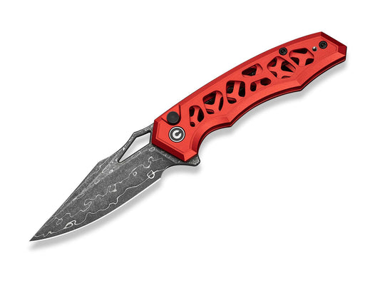 Briceag Anaaki Damascus Red Aluminum CIVIVI- Maner Aluminiu Rosu, Lama Damasc