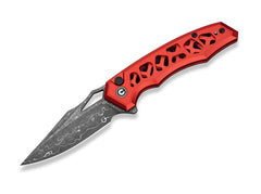 Briceag Anaaki Damascus Red Aluminum CIVIVI- Maner Aluminiu Rosu, Lama Damasc
