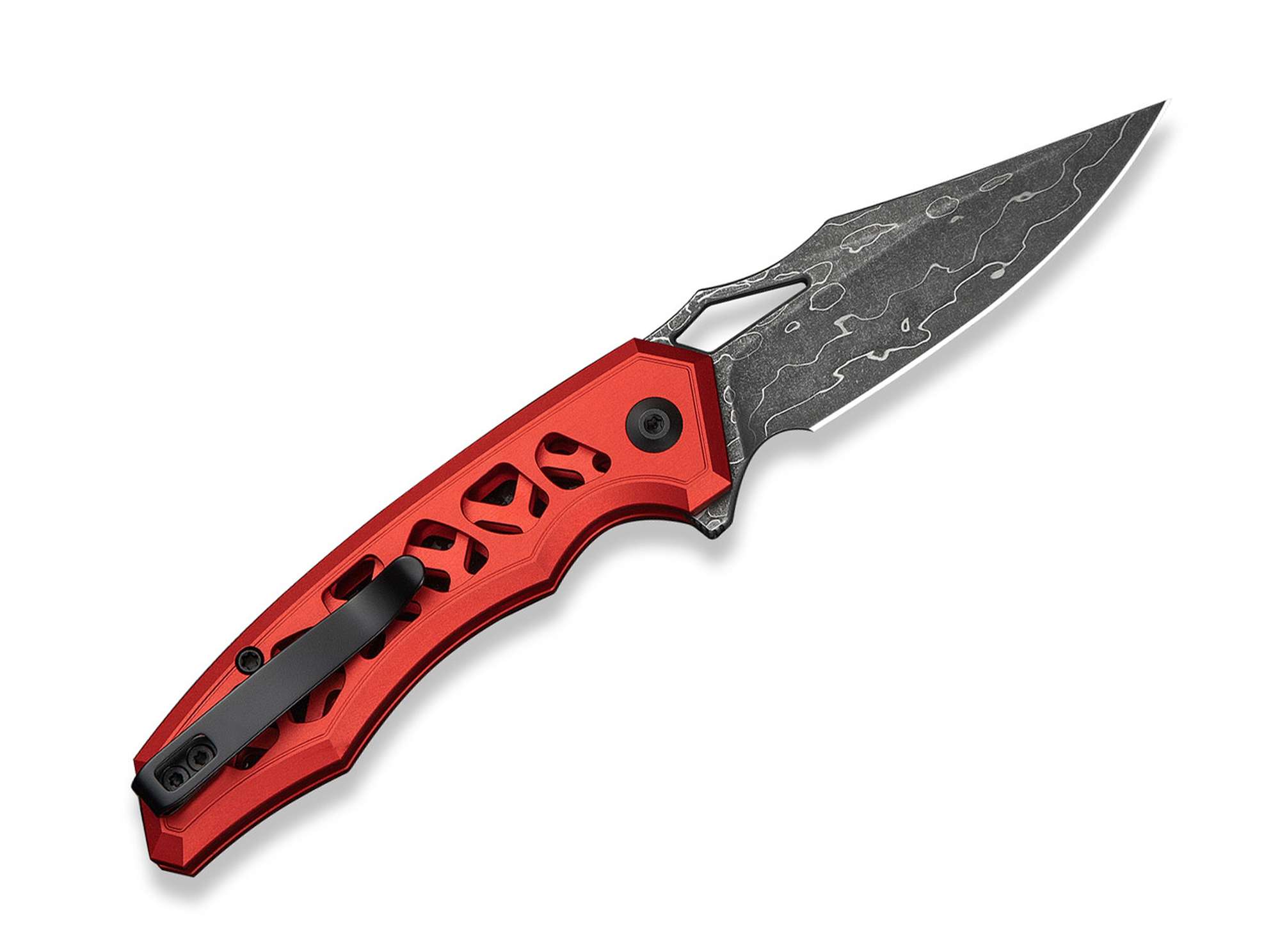 Briceag Anaaki Damascus Red Aluminum CIVIVI- Maner Aluminiu Rosu, Lama Damasc