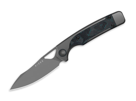 Briceag Ara S45VN Grey Ti Camo CF Brittany Blue Kizer- Lama S45VN, Maner Ti/CF
