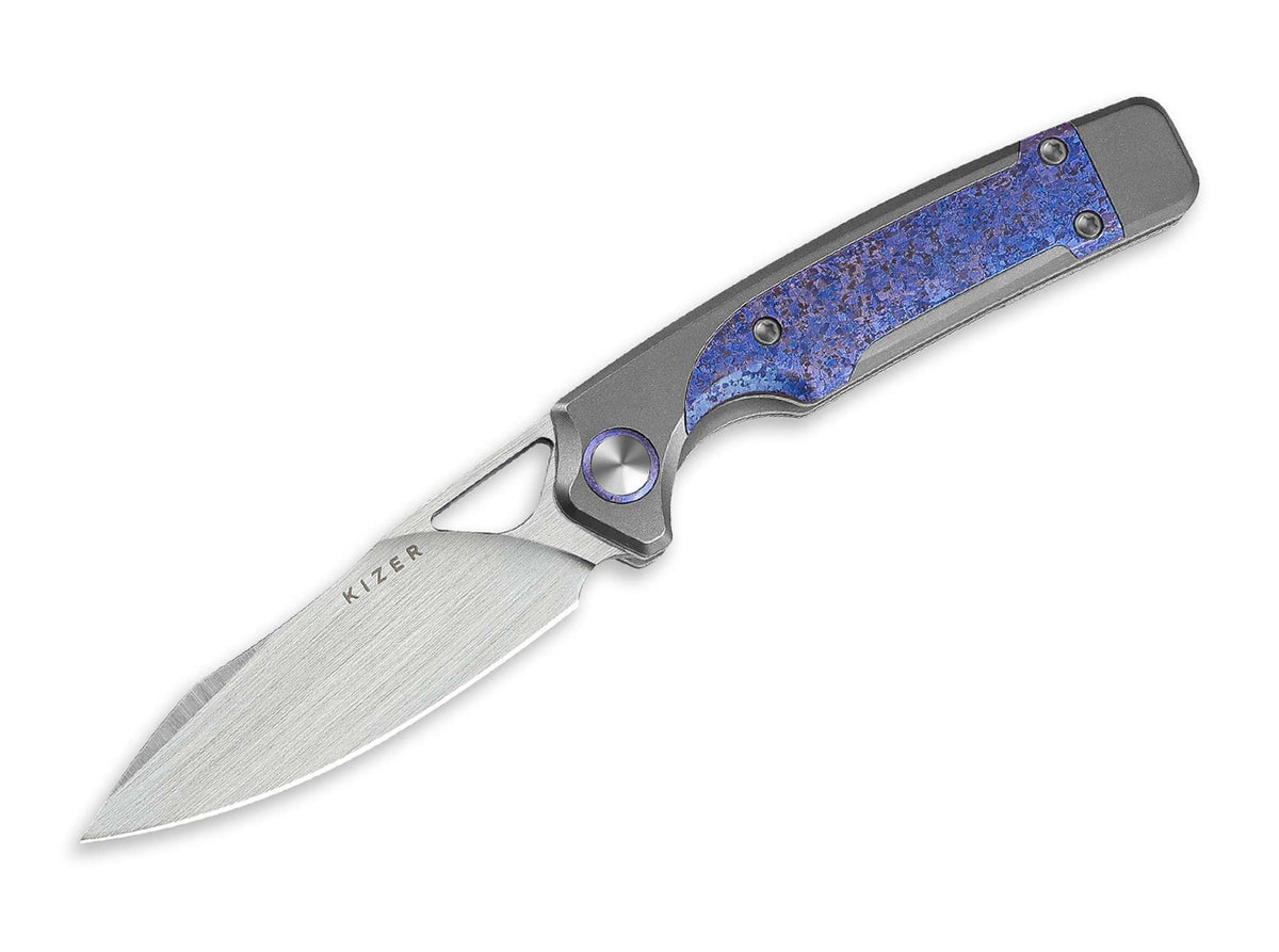 Briceag Ara S45VN Grey Ti Purple Snowflake Kizer- Lama S45VN, Maner Titan Gri