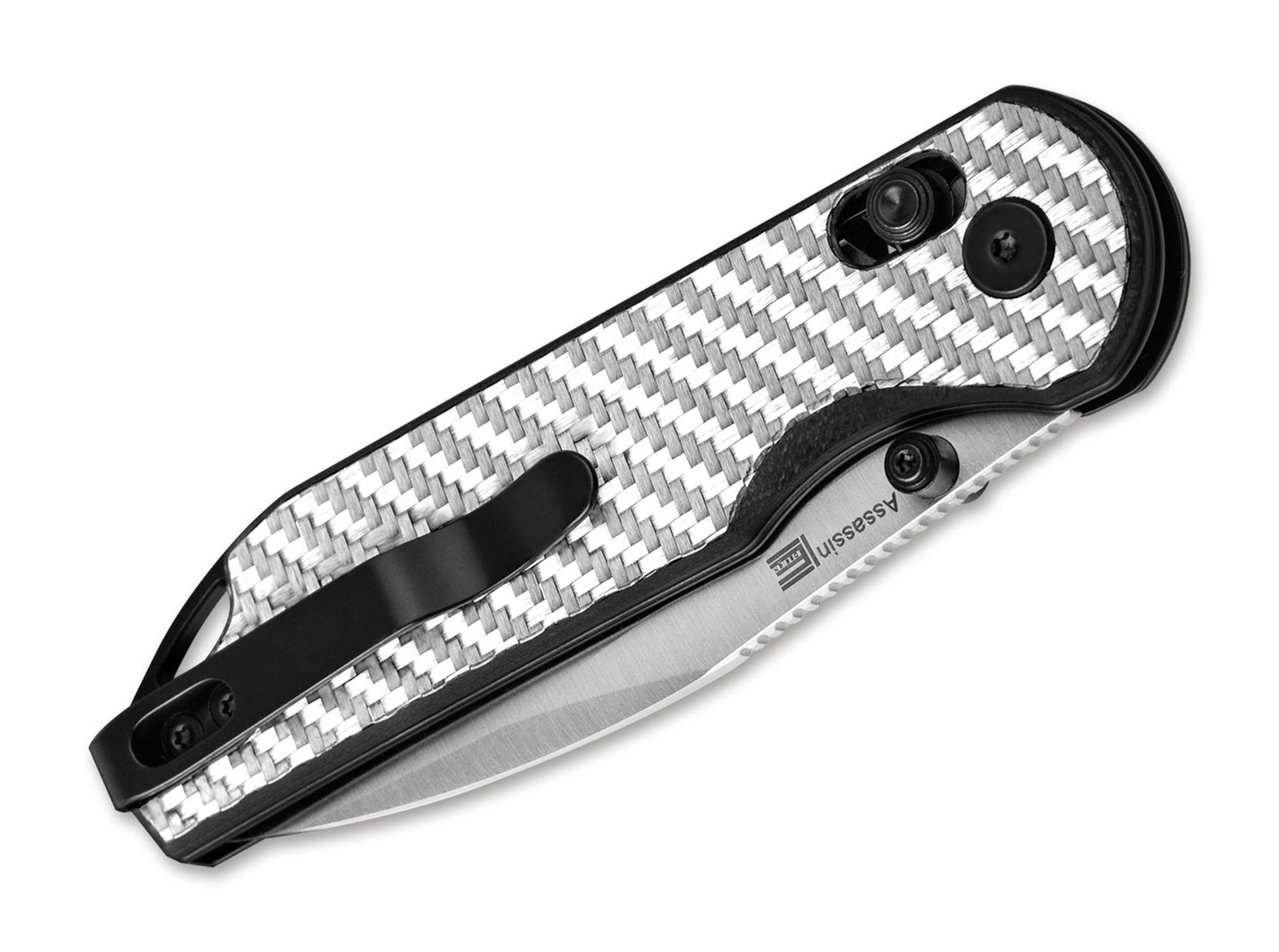 Briceag Assassin Nitro-V G10 CF Silver & Black Kizer- Lama Nitro-V, Maner G10 CF