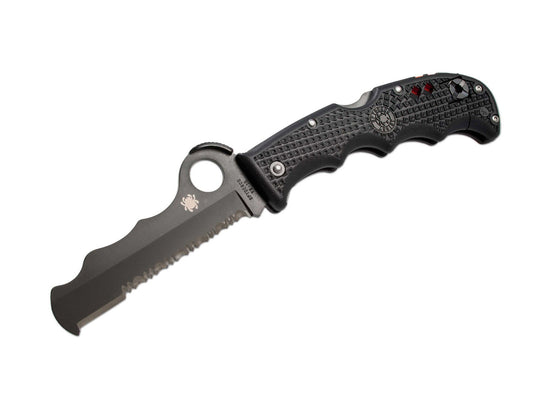 Briceag Assist Black Blade Combo Edge Spyderco- Ideal pentru Urgente, Lama VG-10