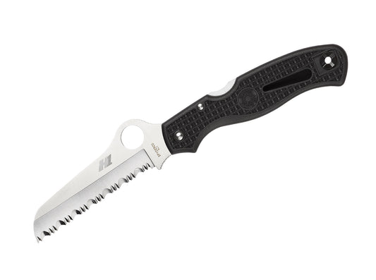 Briceag Atlantic Salt Black Serrated Spyderco- Lama Zimtata H2, Maner FRN Negru
